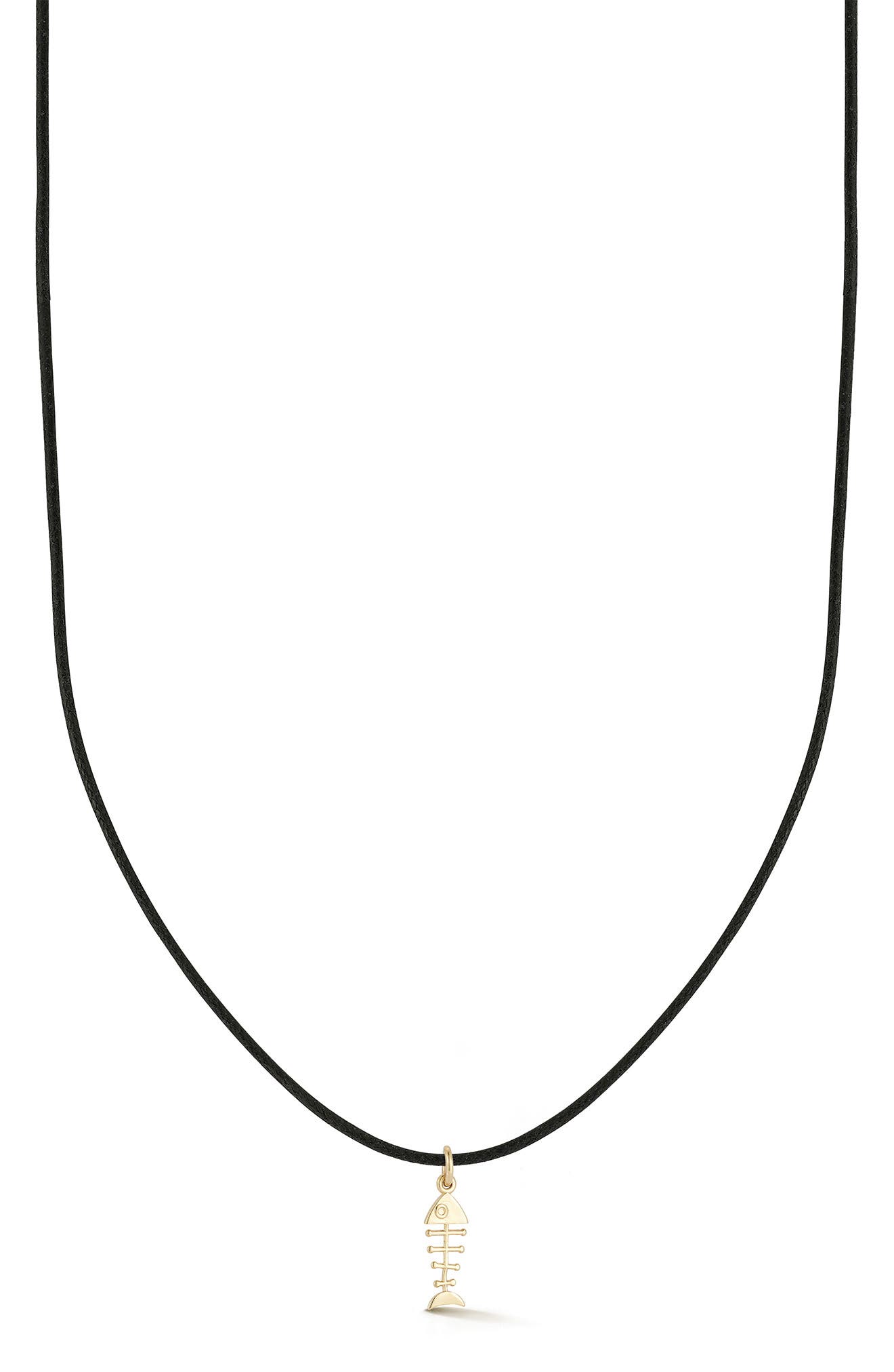 Ember Fine Jewelry 14K Gold Fishbone Pendant Cord Necklace