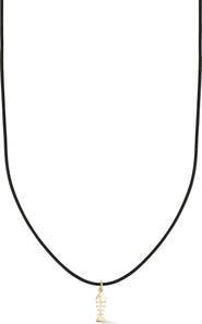 Ember Fine Jewelry 14K Gold Fishbone Pendant Cord Necklace