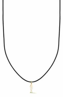 Ember Fine Jewelry 14K Gold Fishbone Pendant Cord Necklace