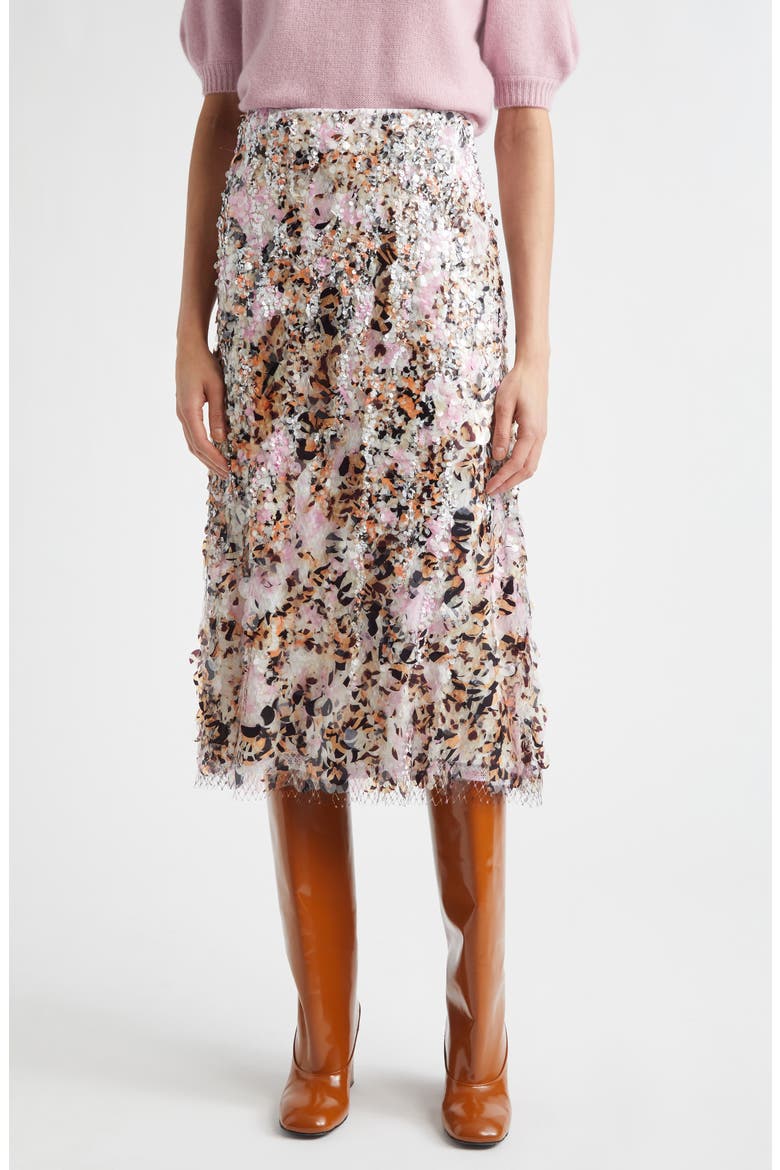 Sequin Embellished Midi Skirt, Main, color, PINK SAND