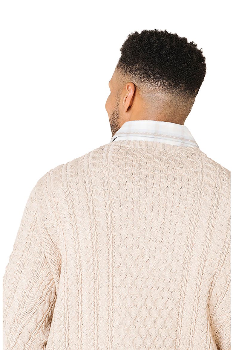 Organic Cotton Fisherman Sweater, Alternate, color, Natural Fleck