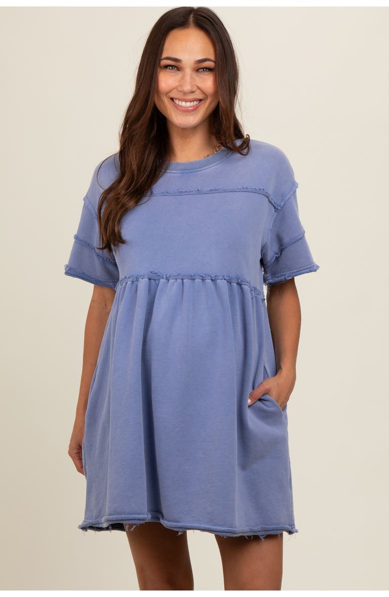 PinkBlush Raw Hem Short Sleeve Dress, Main, color, Blue