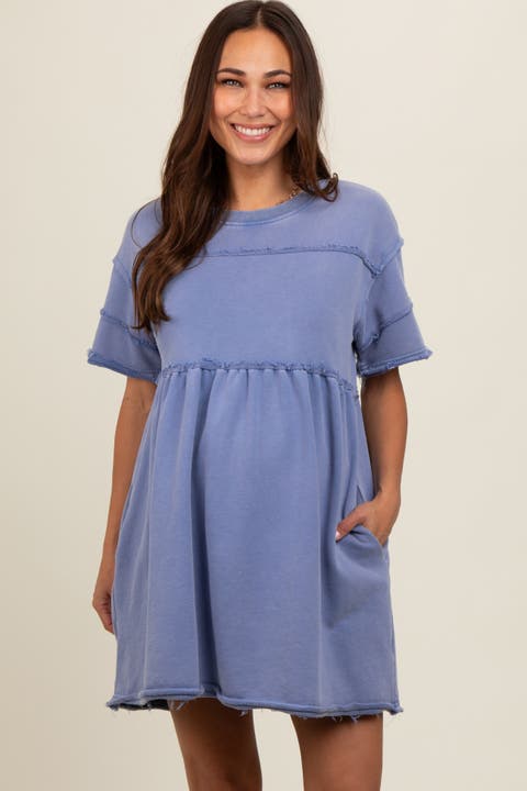 Raw Hem Short Sleeve Dress