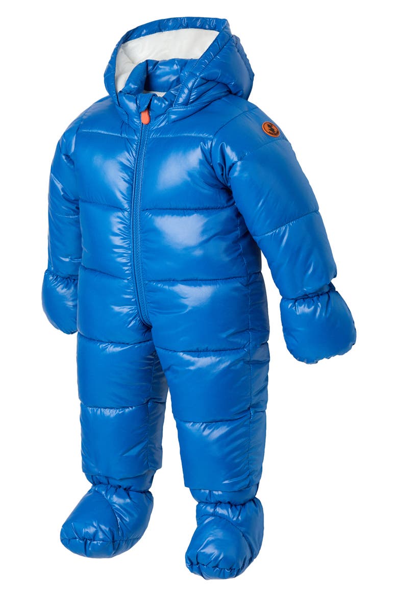 Hooded Quilted Snowsuit with Removable Mittens, Alternate, color, BLUE BERRY