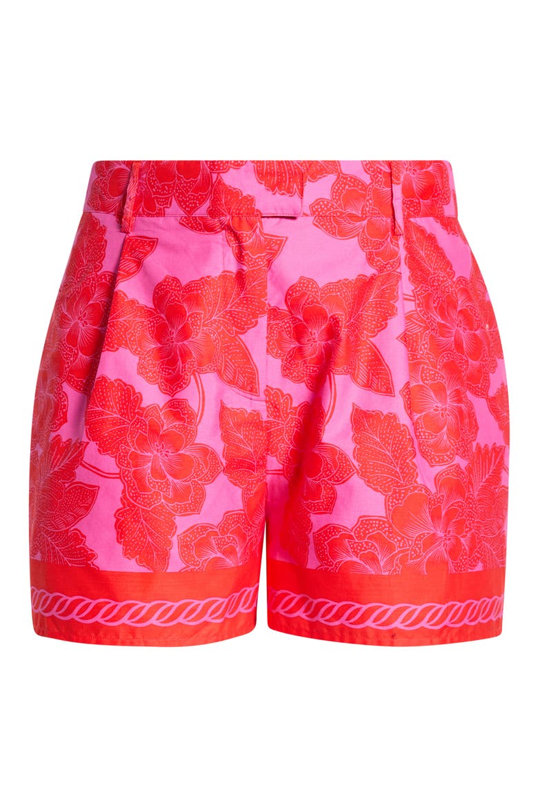 Rency Floral Arvery Pleated Shorts, Alternate, color, FUCHSIA-RED