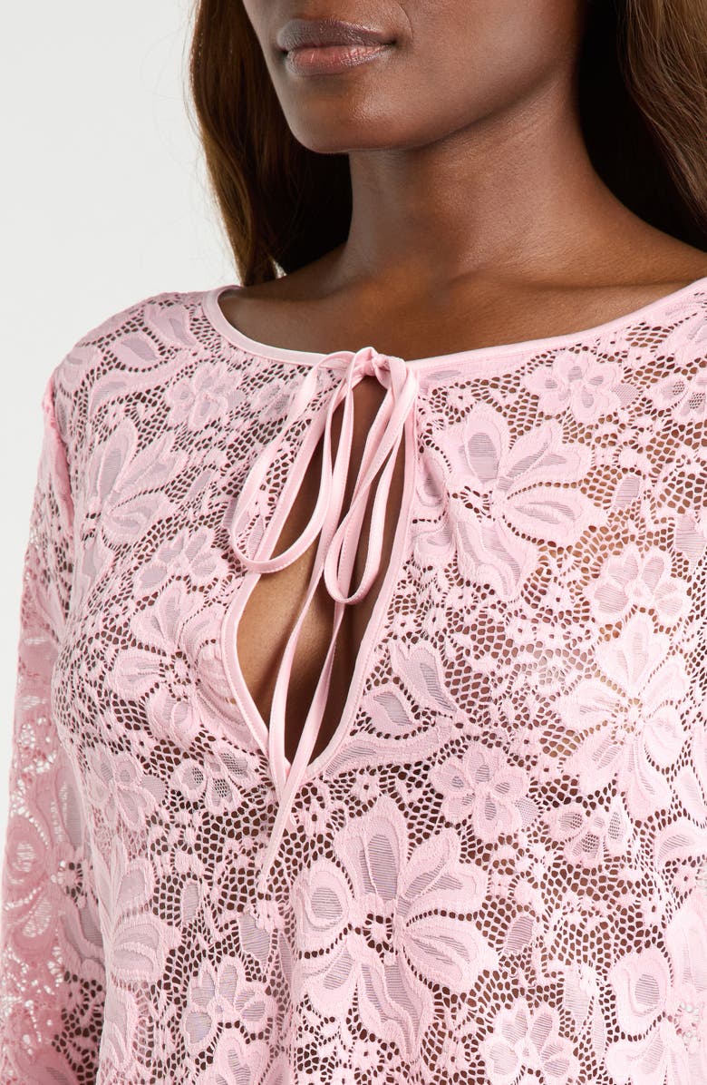 KILO BRAVA Embroidered Flower Long Sleeve Chemise, Alternate, color, Petal Pink