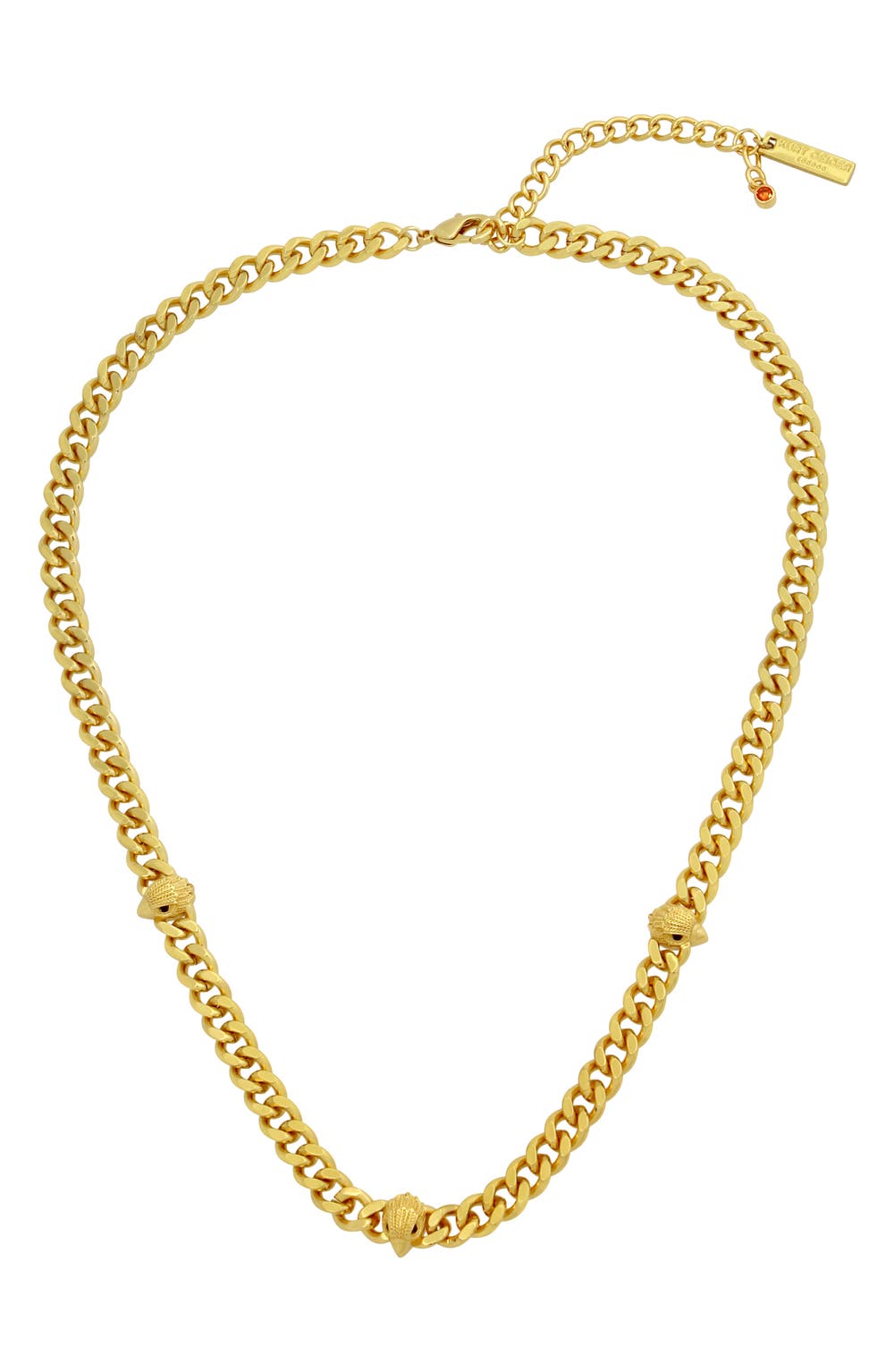Eagle Head Station Necklace, color, GOLD