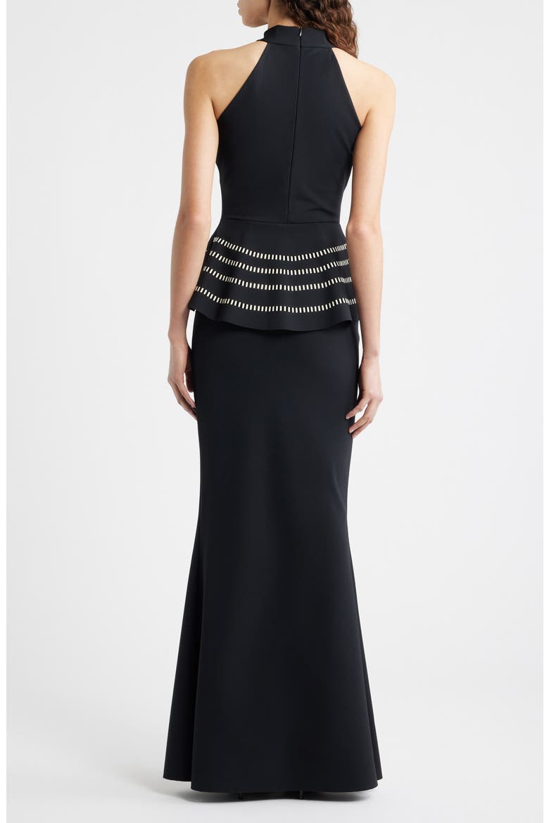 Imera Peplum Mermaid Gown, Alternate, color, BLACK