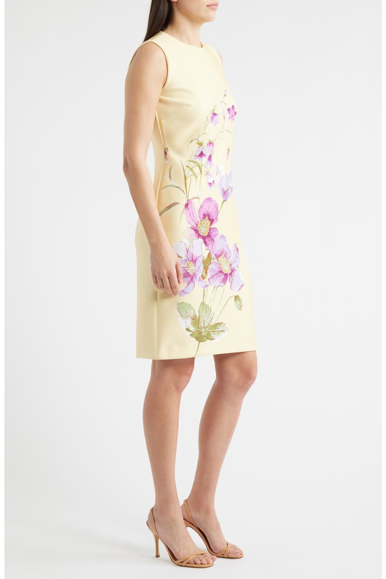 Floral Print Sleeveless Scuba Sheath Dress, Alternate, color, DAFFODIL MULTI