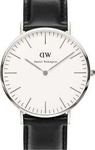 Daniel Wellington 'Classic Sheffield' Leather Strap Watch, 40mm