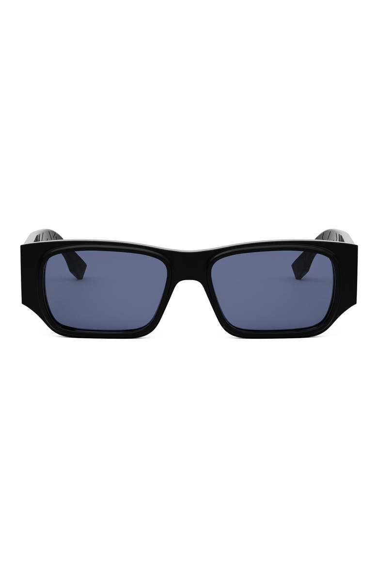 FF Squared 54mm Rectangular Sunglasses, Main, color, SHINY BLACK / BLUE