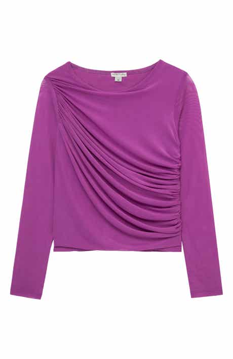 Habitual Kids Kids' Ruched Long Sleeve Mesh Top