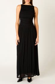 Nia Clea Ruched Fit & Flare Drop Waist Dress