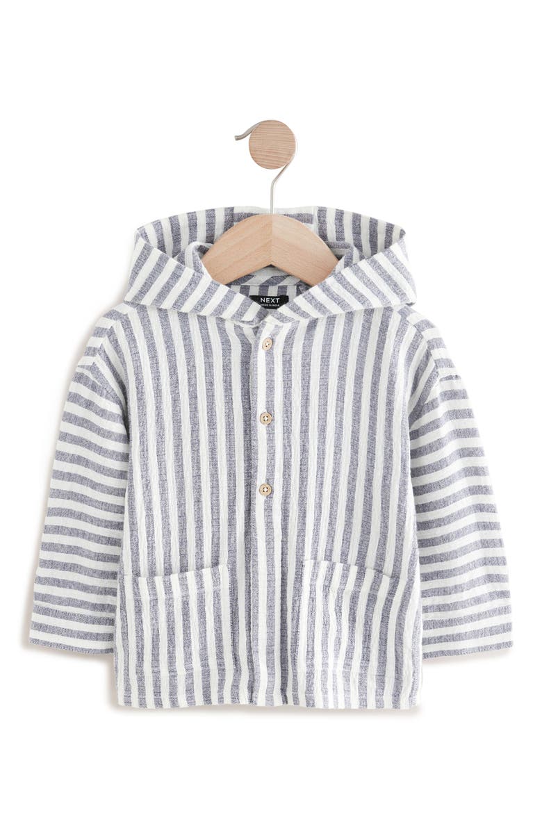 Kids' Stripe Hooded Shirt Jacket, Main, color, GREY