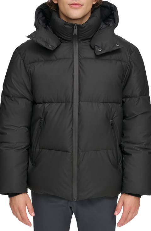 Rubberized Front Zip Puffer Jacket