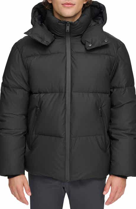 DKNY Rubberized Front Zip Puffer Jacket