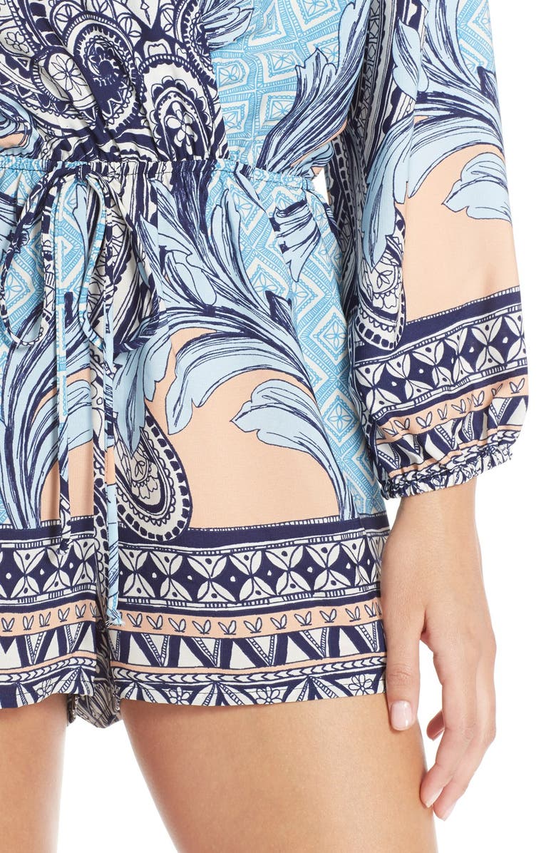 Fraiche by J Print Long Sleeve Romper, Alternate, color, 