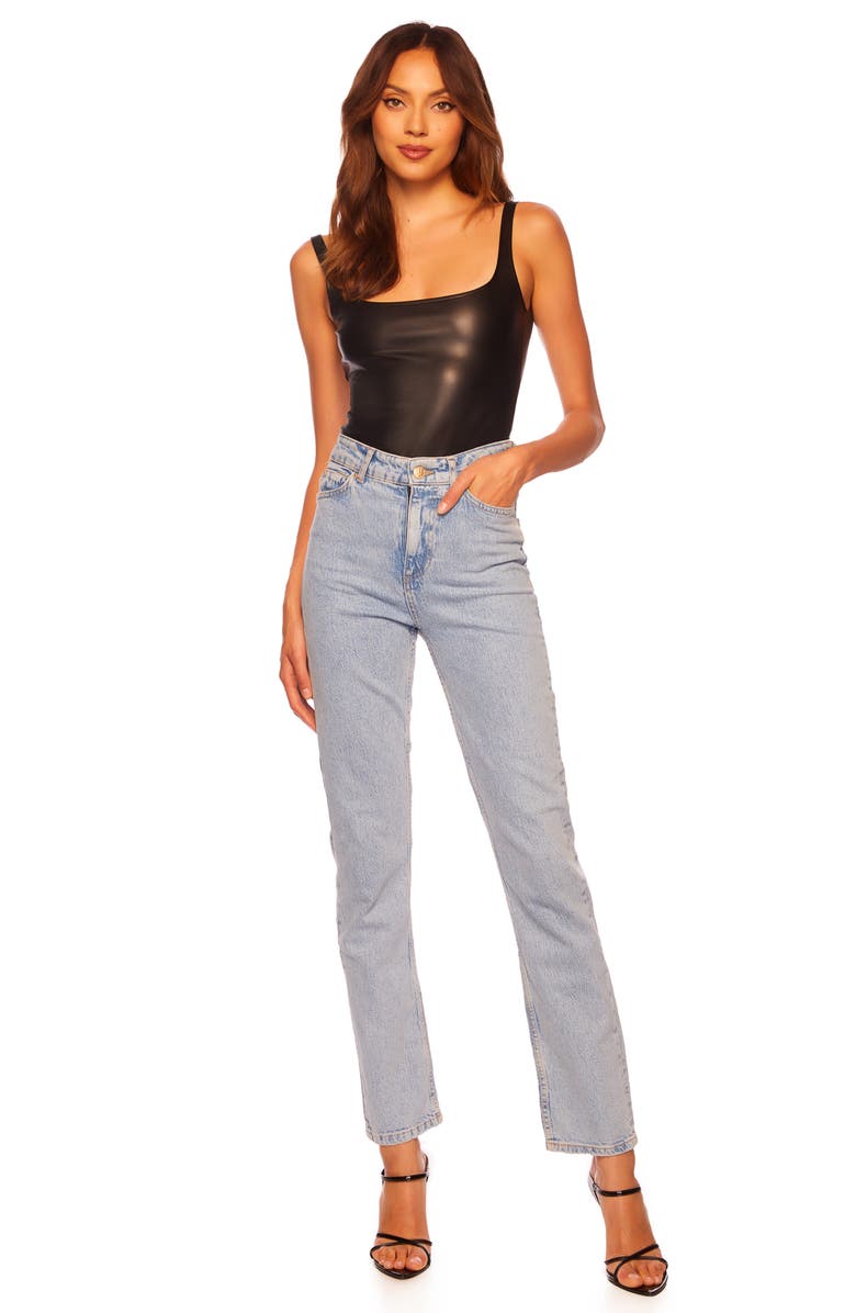 Susana Monaco Faux Leather Low Back Bodysuit, Alternate, color,