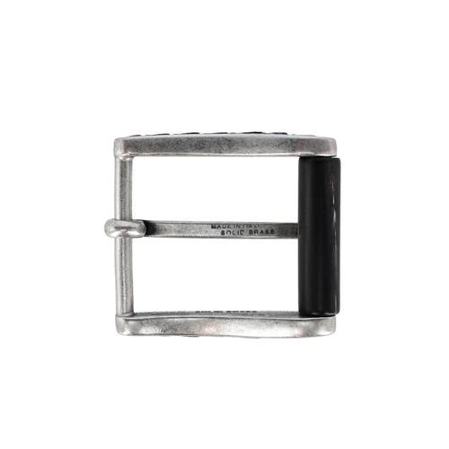 Trafalgar 35mm Italian Side Detailed Solid Brass With Black Stag Horn Roller Harness Belt Buckle