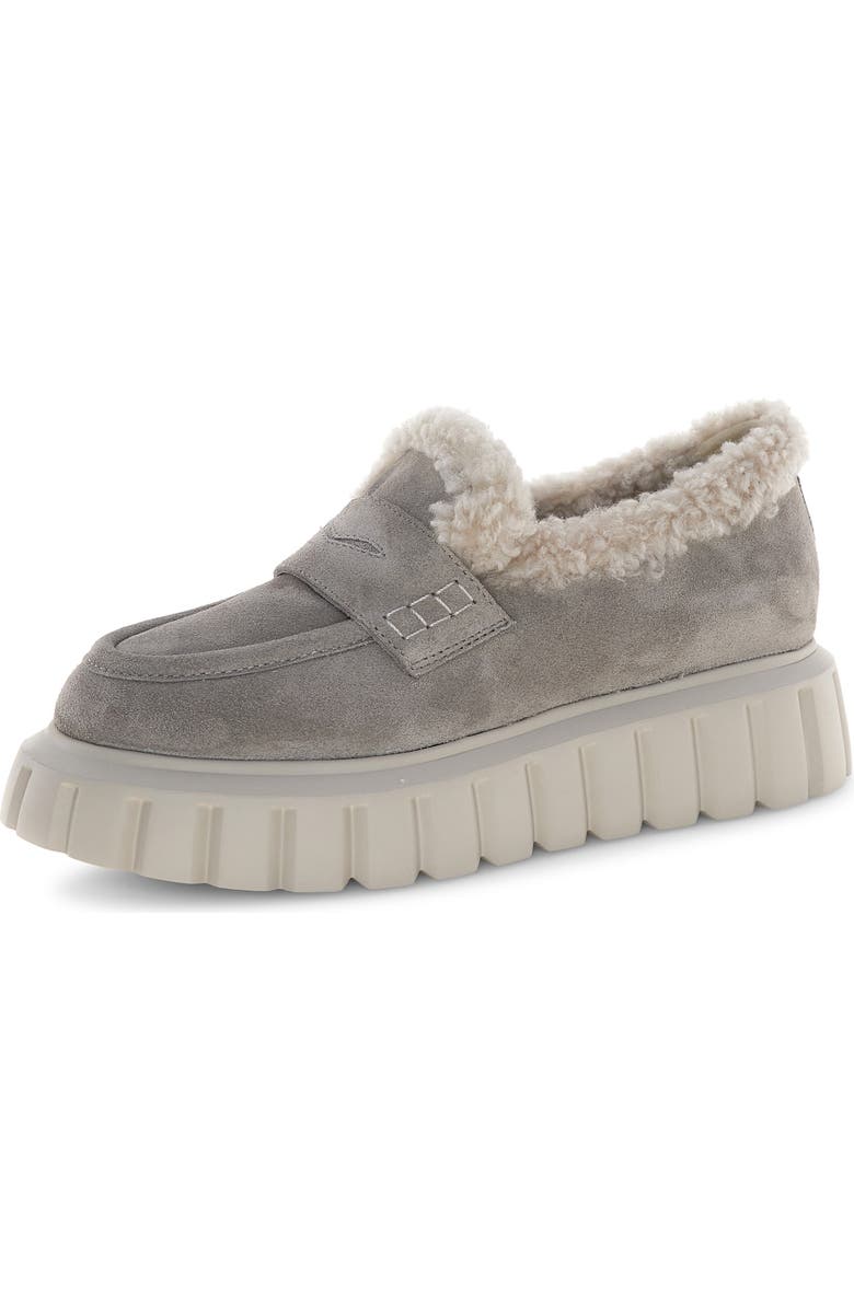 Voile Blanche Grenelle Genuine Shearling Platform Loafer, Main, color, Grey