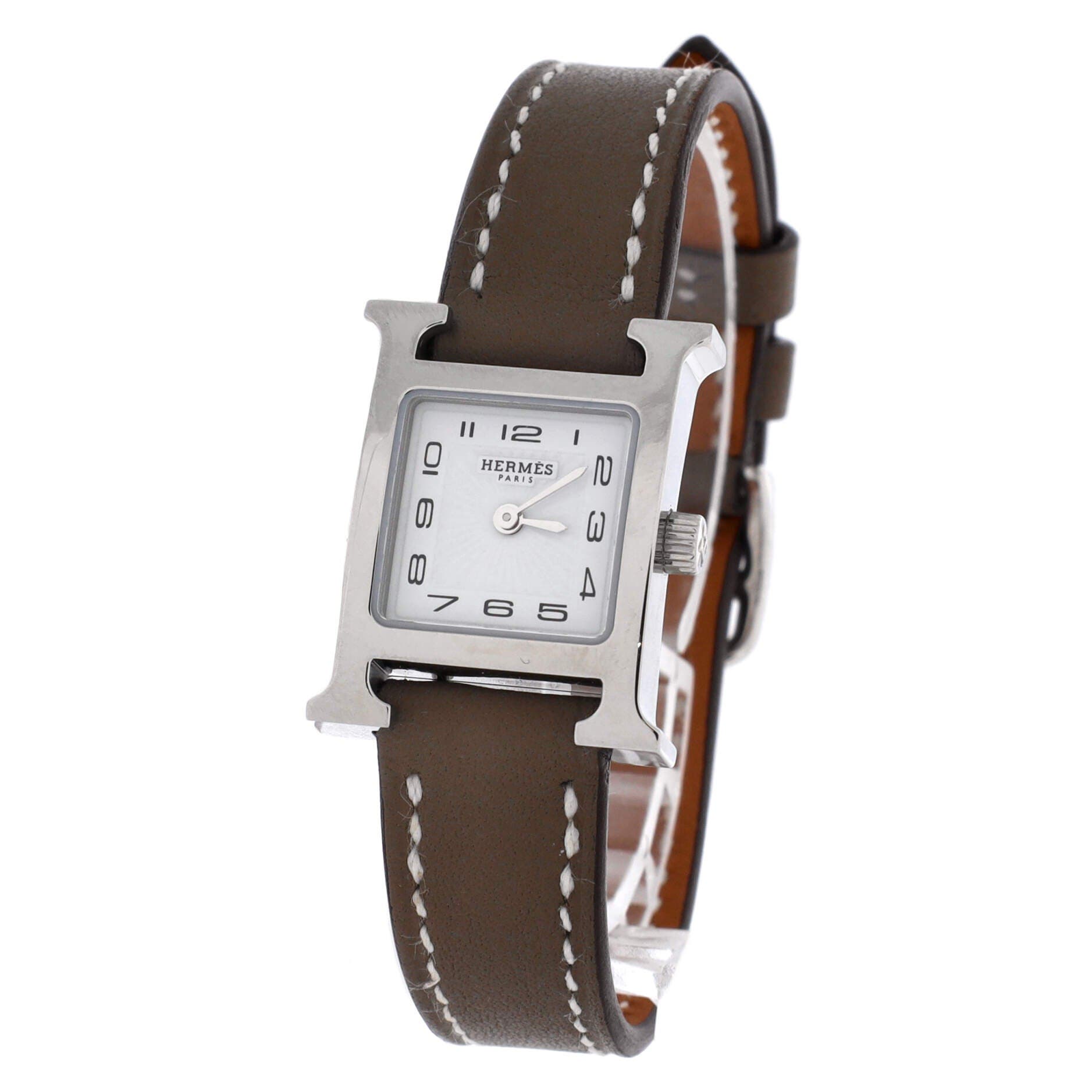 Heure H Quartz Watch Stainless Steel and Leather 17, Alternate, color, Grey