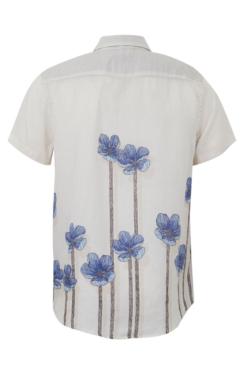 Lords of Harlech Crafty Floral Short Sleeve Fine Linen Shirt, Alternate, color, Crafty Floral Ivory