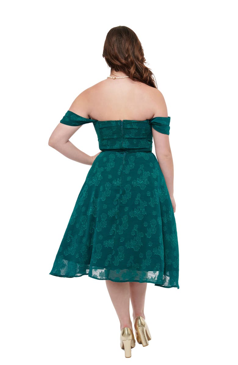 Unique Vintage 1950s Off Shoulder Flare Dress, Alternate, color, 