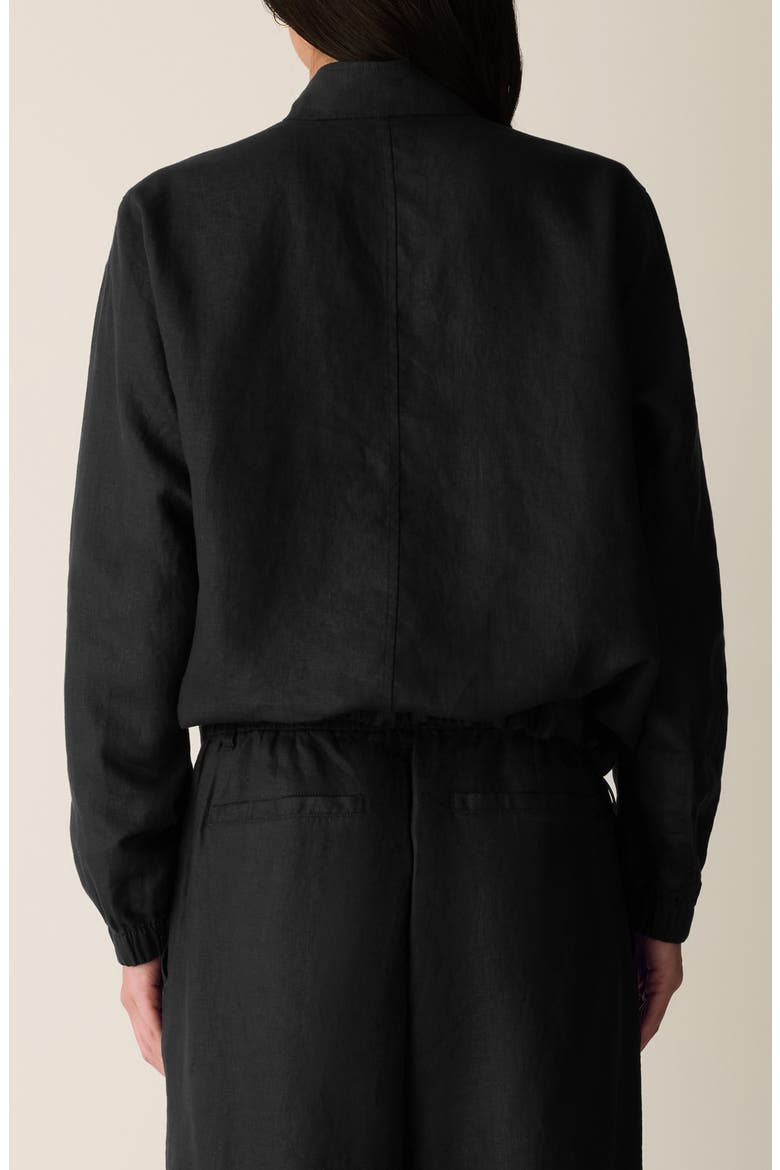 Stand Collar Organic Linen Jacket, Alternate, color, BLACK