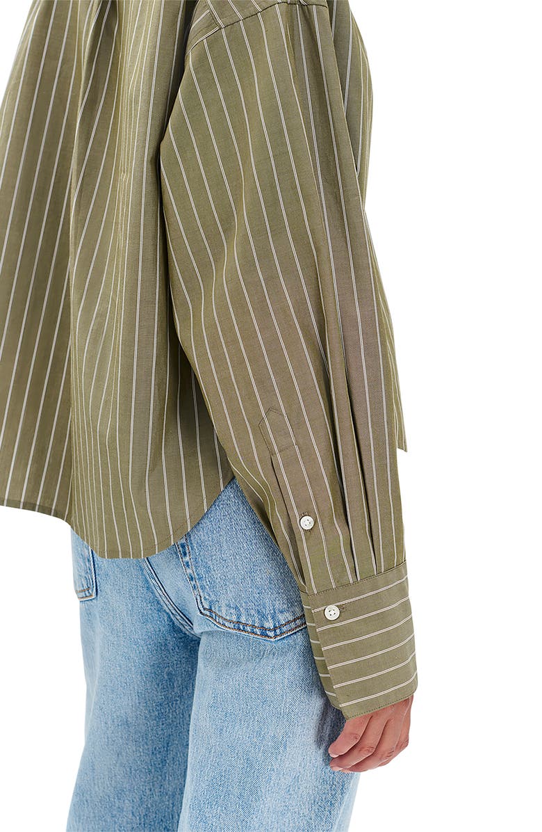 rag & bone Martha Stripe Cotton Poplin Button-Up Shirt, Alternate, color, Green Stripe