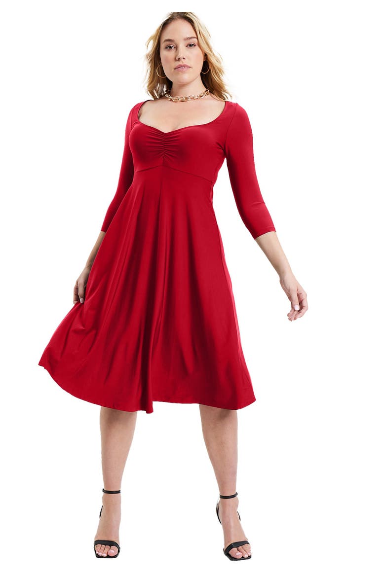 Sweetheart Swing Dress, Main, color, CLASSIC RED