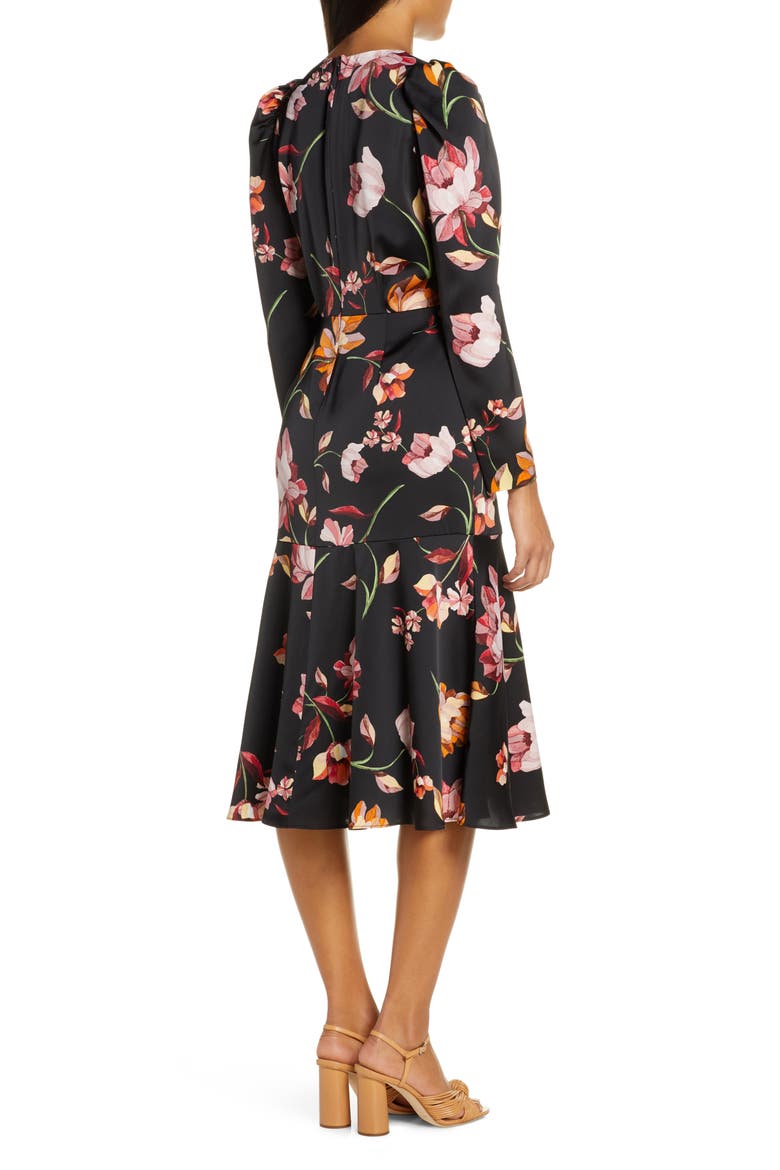 Long Sleeve Faux Wrap Dress, Alternate, color, BLK/CARLET