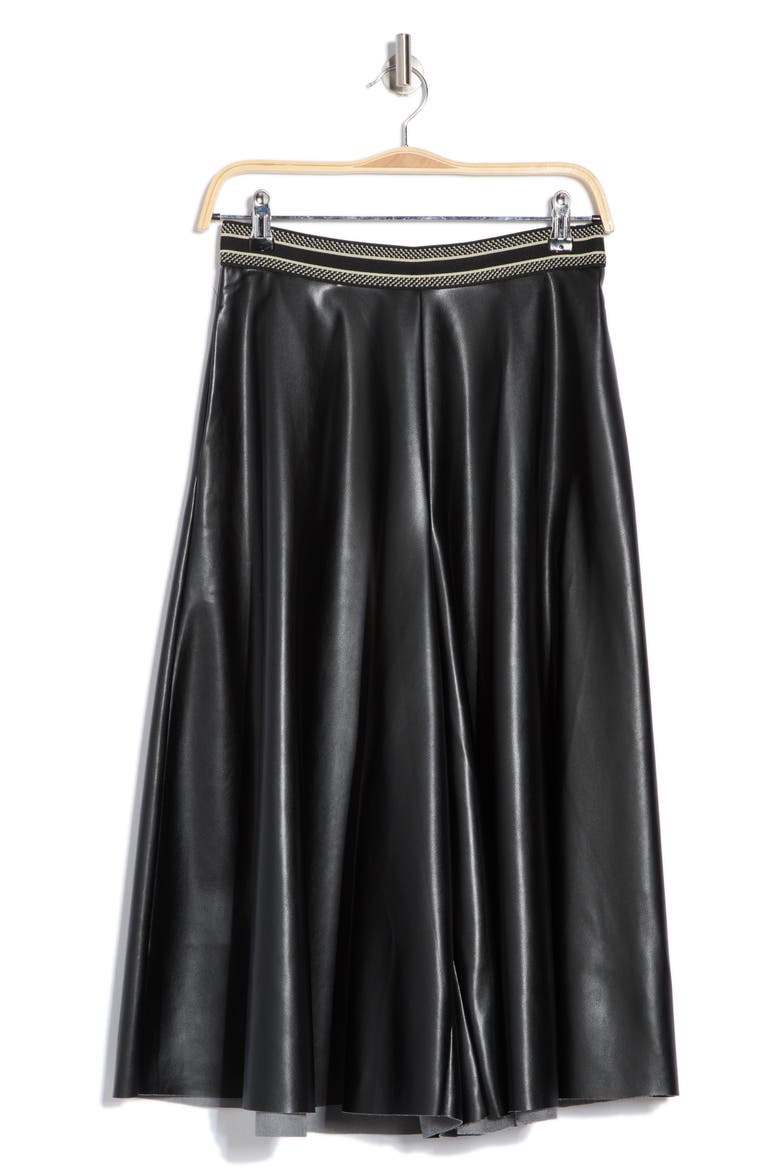 Faux Leather Wide Leg Culottes, Alternate, color, RICH BLACK 060