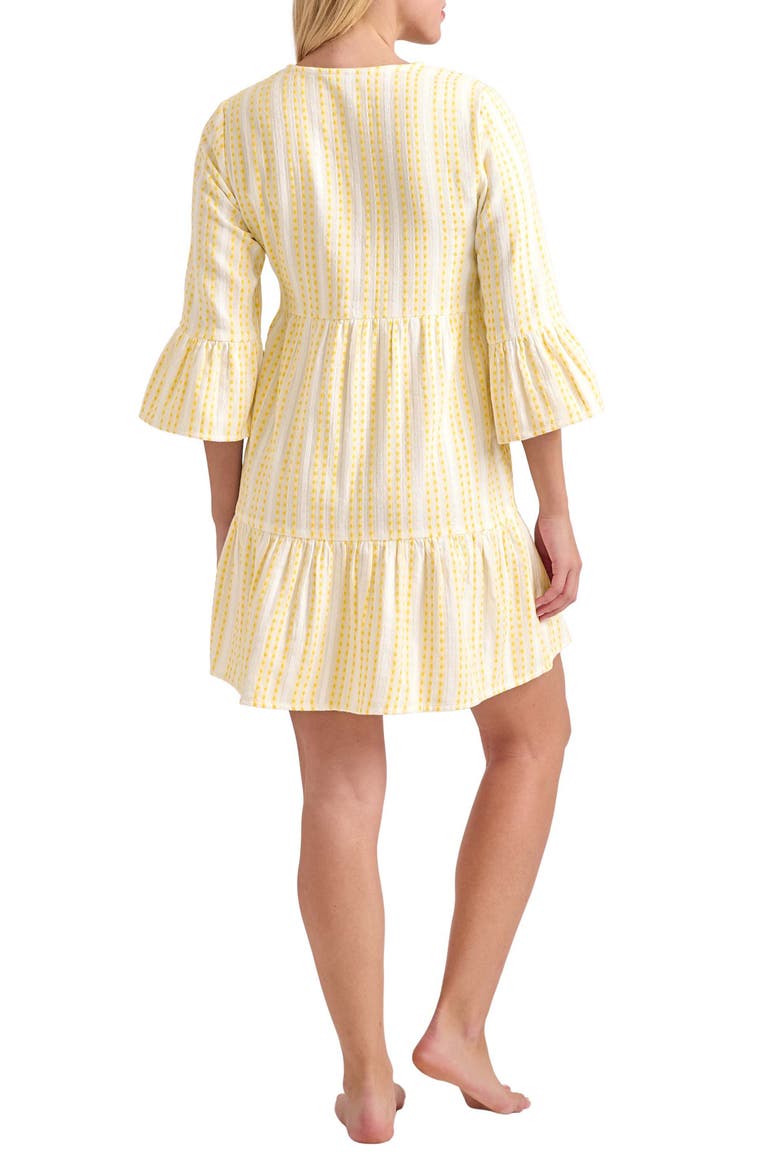 Stripe Cotton Tiered Cover-Up Dress, Alternate, color, BRIGHT PINEAPPLE