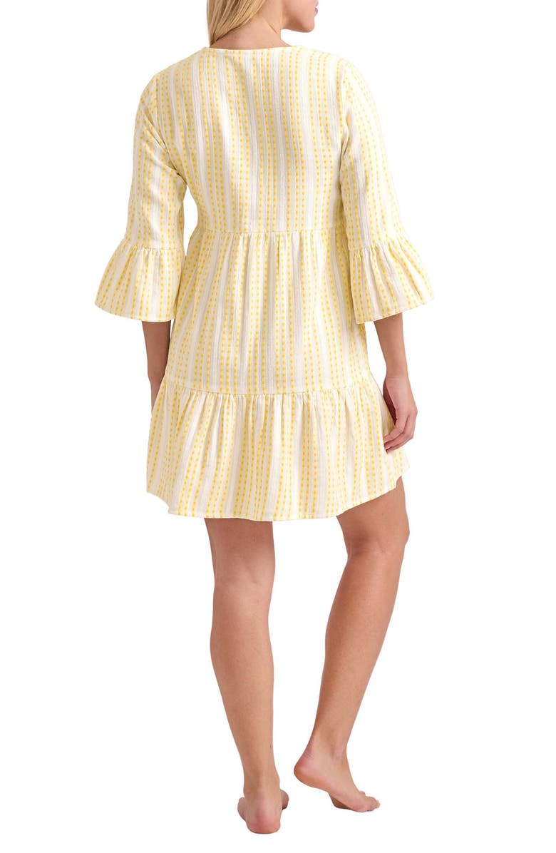 Stripe Cotton Tiered Cover-Up Dress