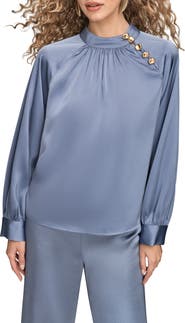 Donna Karan New York Button Detail Satin Top