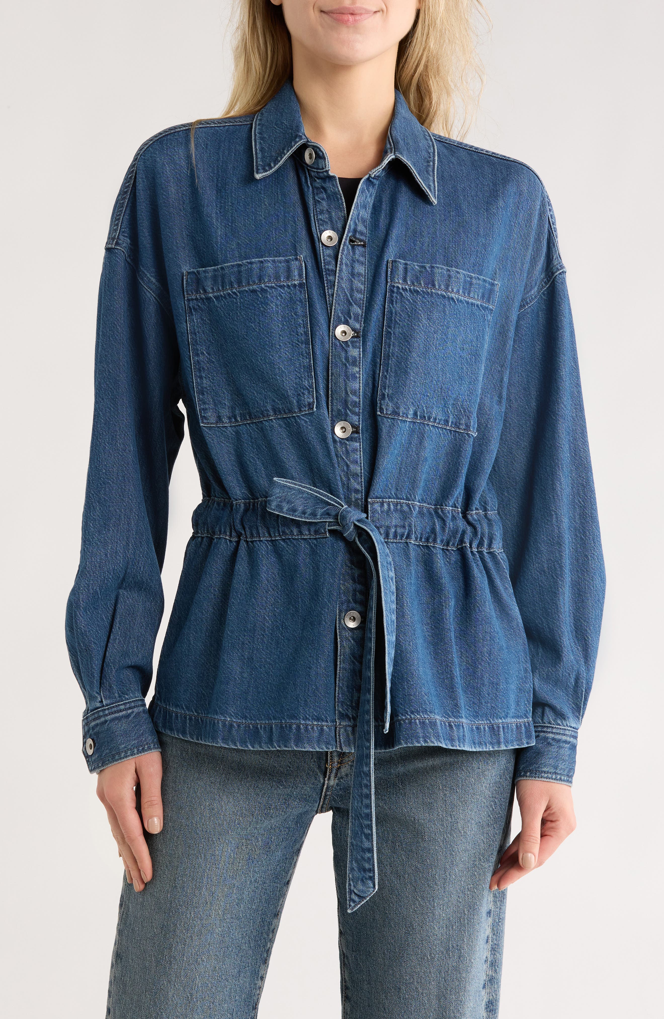 rag & bone Layla Tie Waist Denim Shirt Jacket