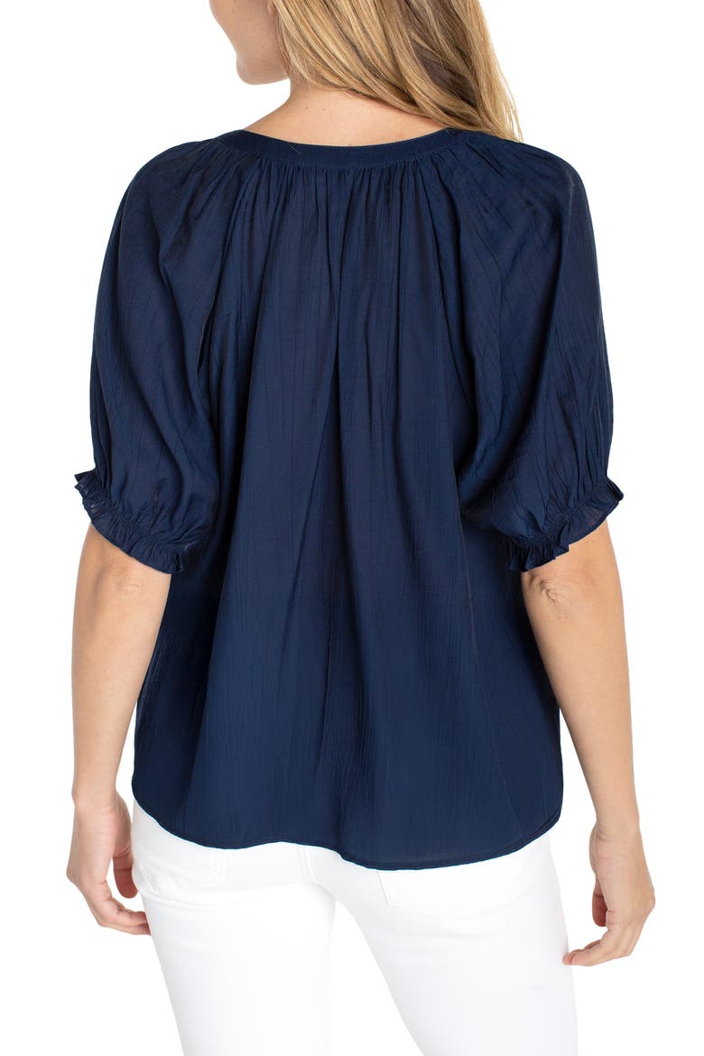 Crinkled Puff Sleeve Top, Alternate, color, NAVY