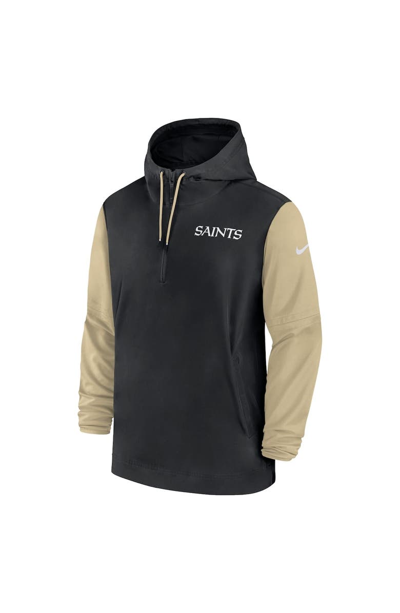 Nike Men's Nike Black/Gold New Orleans Saints 2024/25 Sideline Pre-Game Player 1/2-Zip Hoodie Jacket, Alternate, color, Black