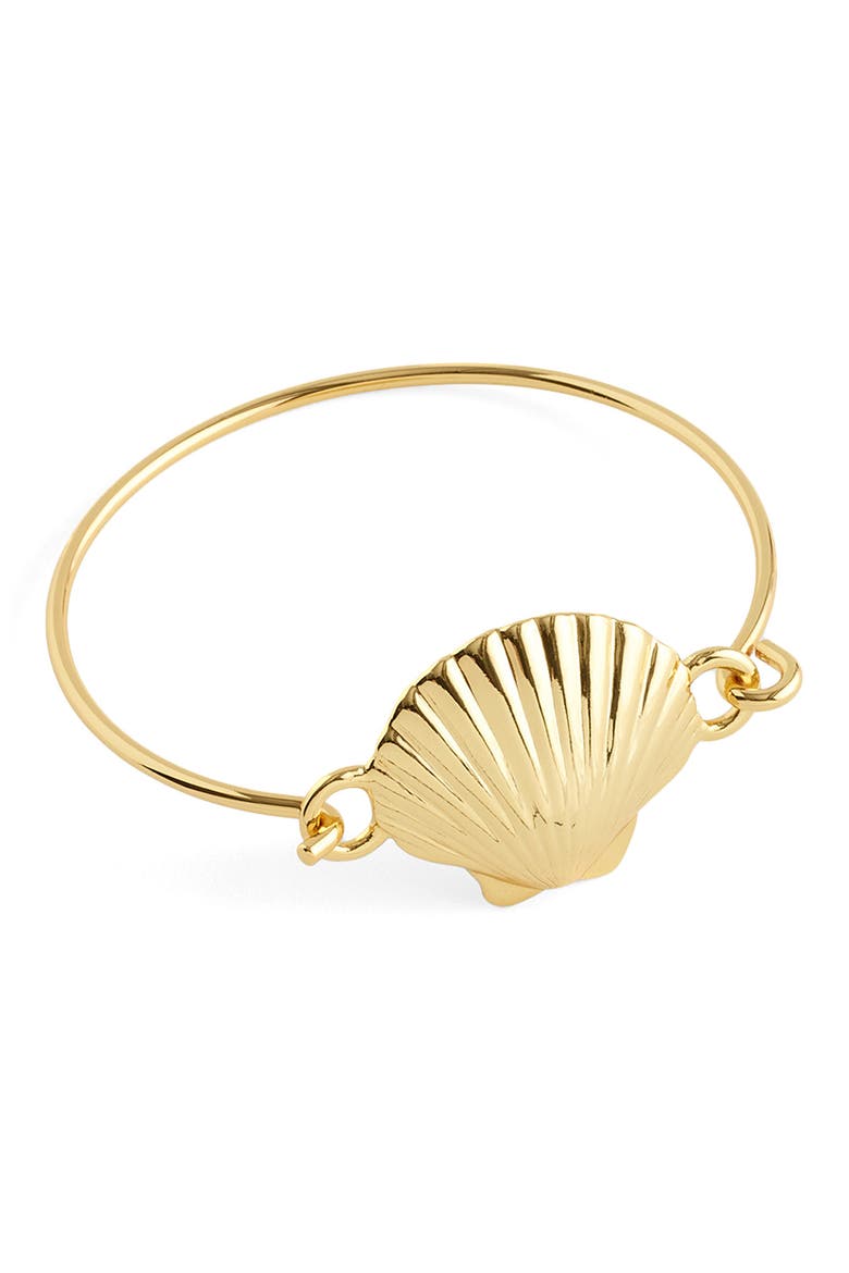 Shell Wire Bangle, Main, color, ANTIQUE GOLD