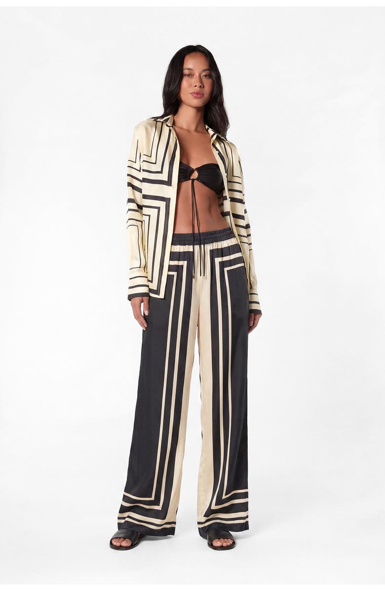 NICHOLAS Iris Shirt, Main, color, Ivory  Black Scarf Print