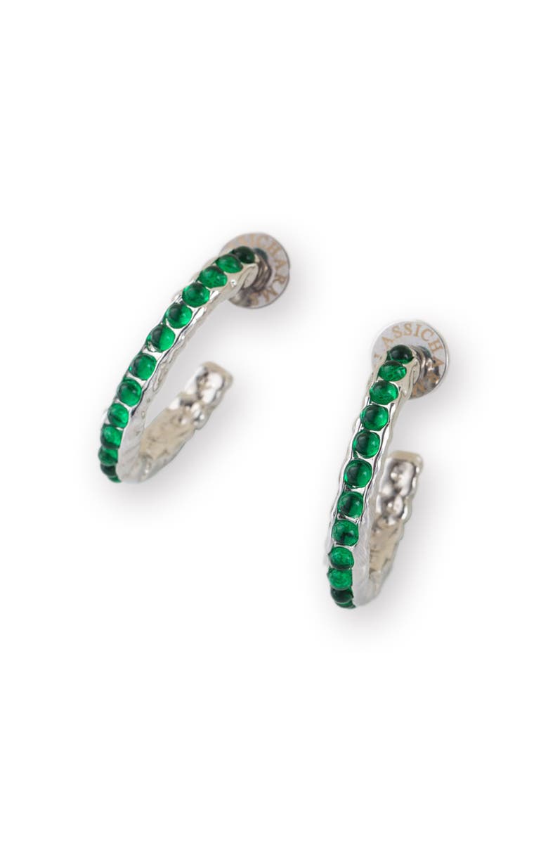 Classicharms Serena Molten Gemstone Hoop Earrings, Main, color, Silver/Green