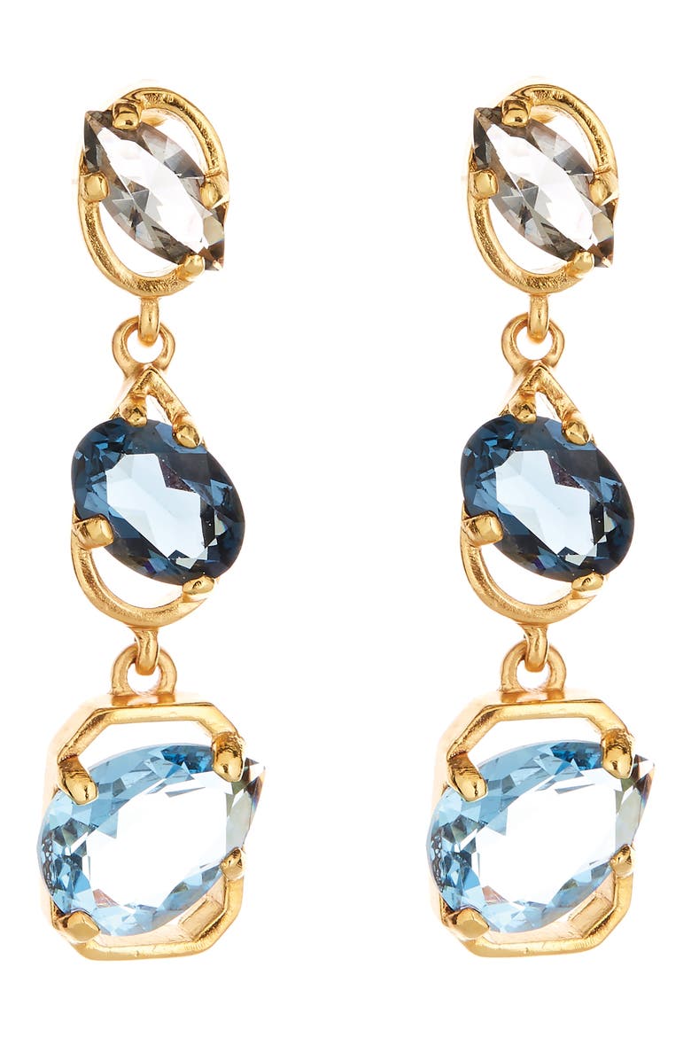 Offset Crystal Linear Drop Earrings, Main, color, NAVY MULTI