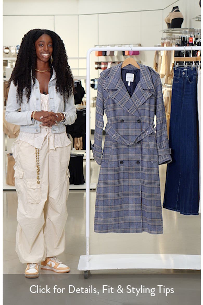 Plaid Herringbone Double Breasted Trench Coat video