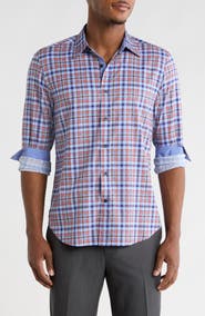 CONSTRUCT Slim Fit Plaid 4-Way Stretch Button-Up Shirt