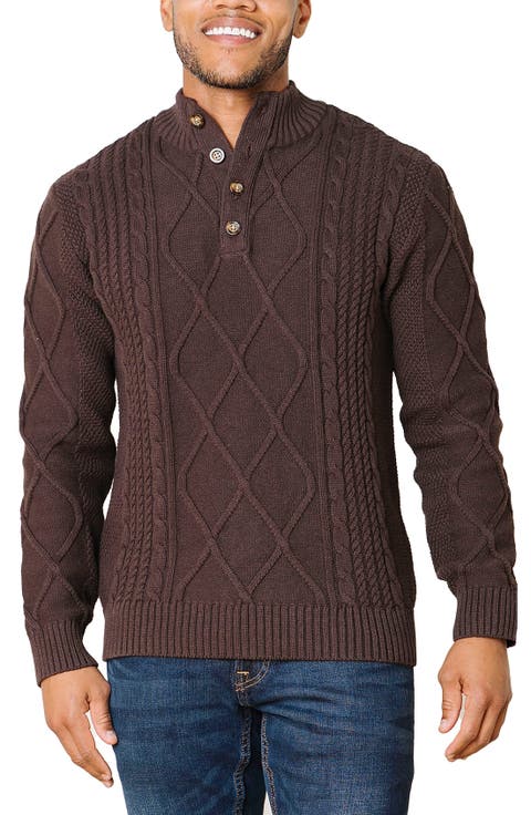 Organic Mock Neck Cable Sweater