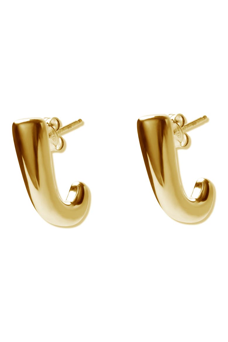 J-Hoop Earrings, Main, color, GOLD
