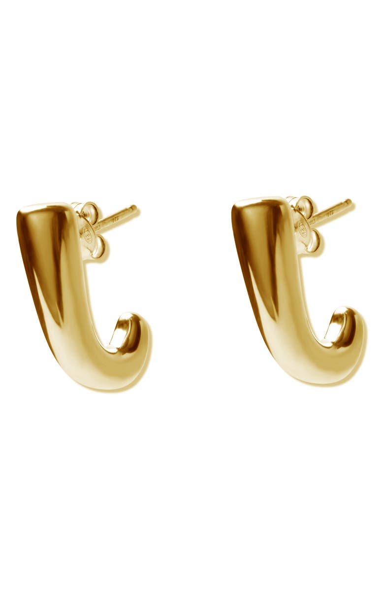 Argento Vivo Sterling Silver J-Hoop Earrings, Main, color, Gold