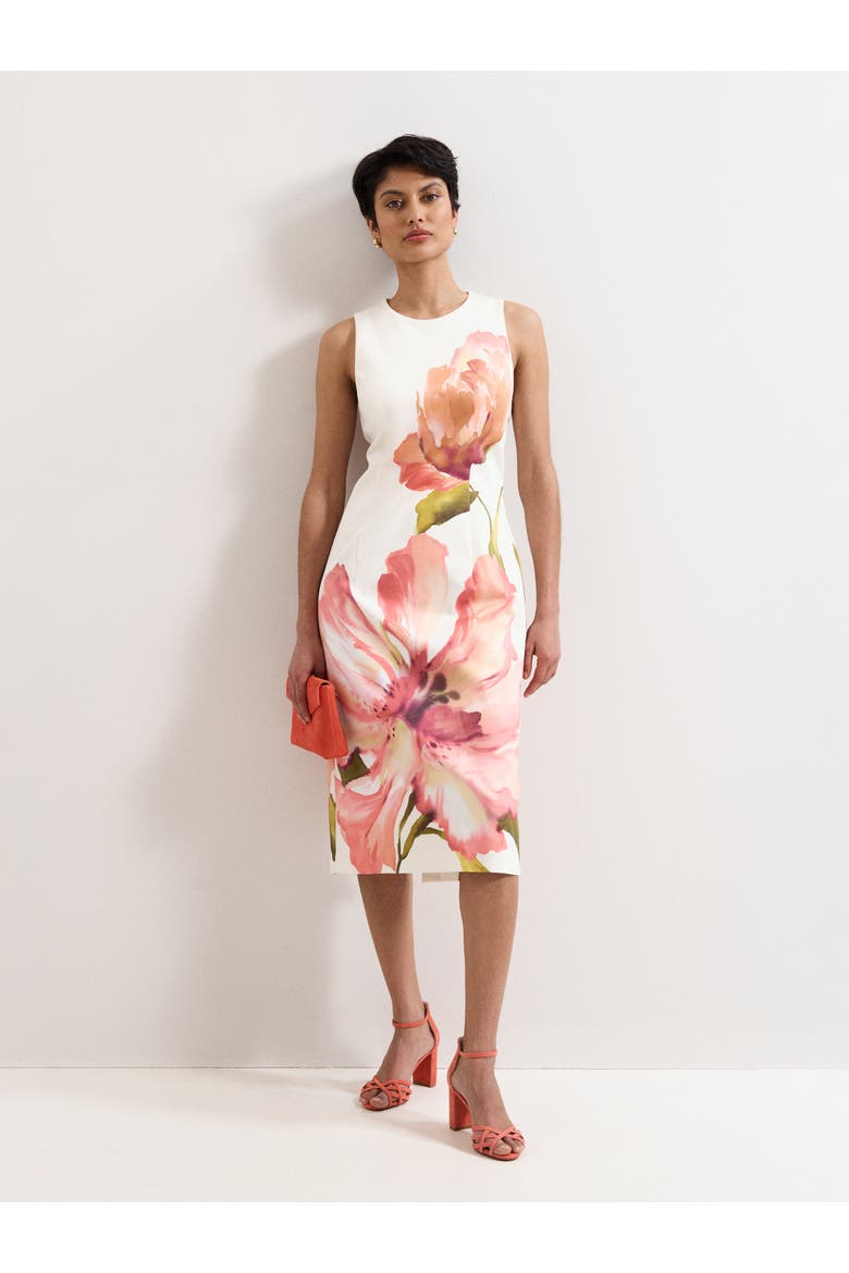 Nadina Floral Dress, Alternate, color, Cream
