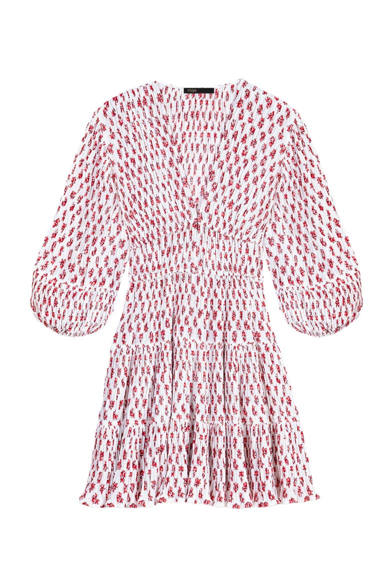 Patterned pleated dress, Alternate, color, Red small flowers print
