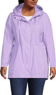 Lands' End Plus Size Print Waterproof Hooded Packable Raincoat